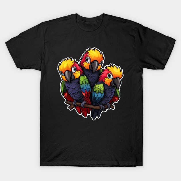 Colorful Parrot Cockatoo - Parakeet Macaws Parrot T-Shirt by fromherotozero